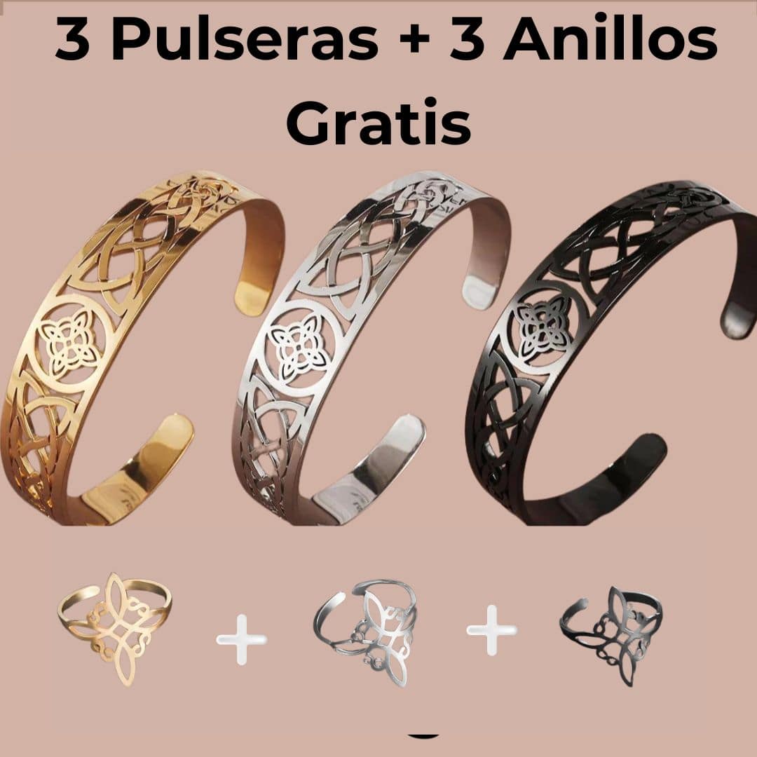 Pulsera "Nudo de Bruja" OFERTA 3X1 + 3 Anillos de Regalo